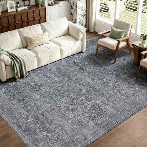 JOLLYVOGUE 5x7 Area Rugs for Living Room, Vintage Washable Rug, Grey by JOLLYVOGUE