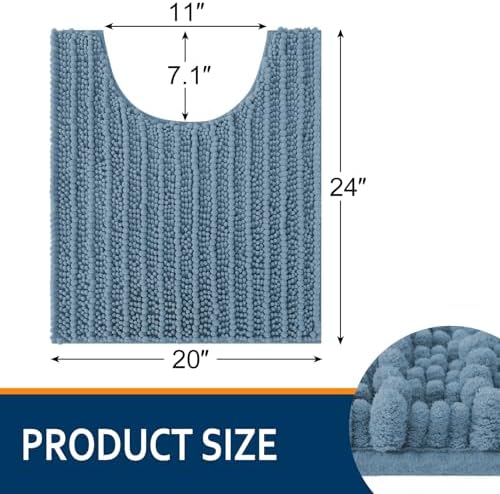 Smiry Bathroom Toilet Rugs U Shaped 24X20, Chenille Bath mats for Toilet - Image 2