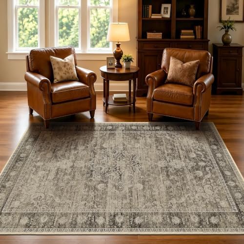 Brown 4x6 Entryway Rugs, Vintage Area Rug for Bedroom, Living Room by TTelephant