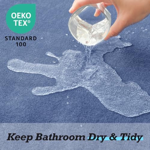 HUXMEYSON Bathroom Rugs Sets 3 Piece, Non-Slip & Quick Dry Bath Mat Set, Ultra Soft Velvet Bath Rugs for Bathroom, Toilet and Shower Floor, Dusty Blue - Image 5