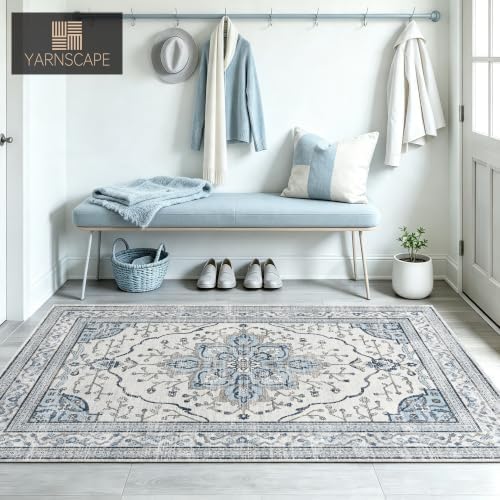YARNSCAPE 4' x 6' Machine Washable Area Rug, Non-Slip Low-Pile Carpet - Image 4