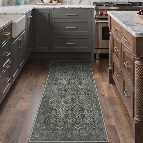 Bavni 2x8 Kitchen Runner Rug, Washable Non Slip, Charcoal Taupe by BAVNI