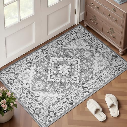 Lofus 2x3 Washable Rug for Entryway Bathroom, Non Slip Kitchen Mats Grey by Lofus