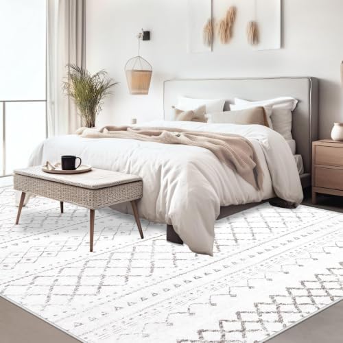 Area Rug Living Room Rugs 8x10 - Large Soft Boho Geometric Rug, Non-Slip Foldable Washable Rugs Non Shedding Morden Indoor Floor Carpet for Bedroom Office Dining Room (Dark Grey,8' x 10') - Image 4