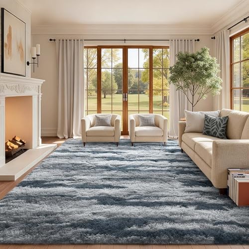 6x9 Ft Large Shag Rugs for Living Room Decor, Tie-Dyed Ultra Soft Fluffy Furry Area Rugs for Bedroom Indoor Floor, Aesthetic Carpet for Kids Home (Blue) - Image 3
