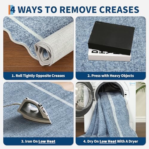 GarveeHome Scalloped 3x5 Washable Rug for Entryway Non Slip, Blue - Image 6