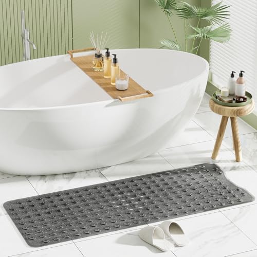 AmazerBath Shower Mat Non Slip 40 x 16 Inches, Shower Stall Mats with Suction Cups and Drain Holes, Non Slip Bath Mat for Tub for Elderly & Kids, Clear Black - Image 7