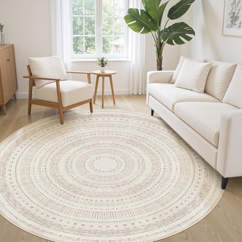 cotiled 6x6 Round Rug 6ft Circle Living Room Boho Area Rugs - Image 3
