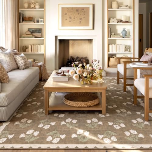 Tan 10x14 Area Rug for Living Room - Soft Washable Boho Bedroom Rug - Image 6