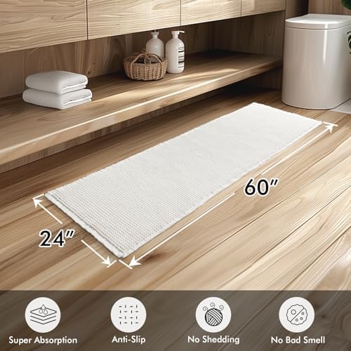 MIULEE Set of 2 Waffle Bathroom Runner Rugs White 2'x5'(24"x60") - Image 2