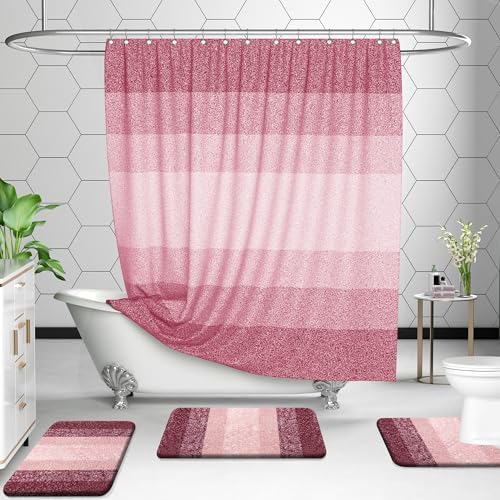 OLANLY Micorfiber Bathroom Rug Set 2 Piece, Soft Absorbent Bath Mats, Red - Image 6
