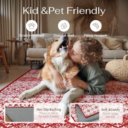 Christmas Red Kitchen Runner Rug Set of 3 - Image 5