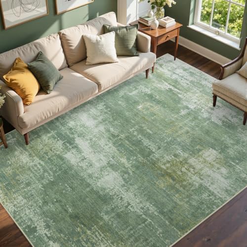 5x7 Ft Abstract Washable Area Rugs for Living Room Green by Cuzwlovita