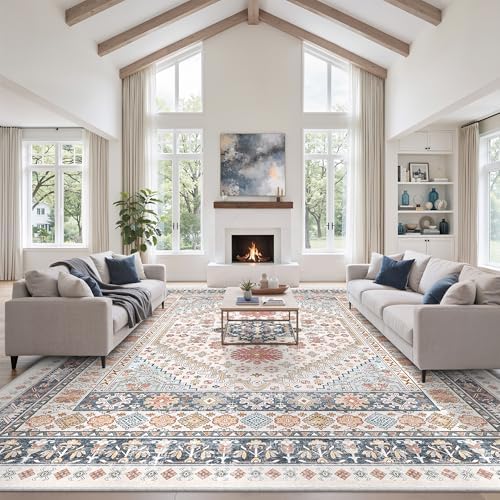 zesthome 10x14 Area Rugs for Living Room,Large Washable Rug,Blue Red by Zesthome