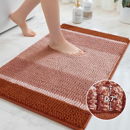 HOMEIDEAS Fall Burnt Orange Bathroom Rugs Sets 2 Piece, 20"x32"+17"x24" - Image 5