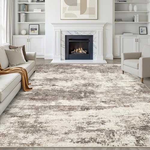 LOONGRUG 9x12 Area Rug Washable Neutral Modern Rug for Living Room Mocha by LOONGRUG
