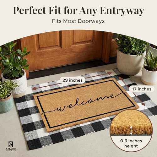 Coir Welcome Mat, Non-Slip, Welcome Classic 4, 17x29 in - Image 2