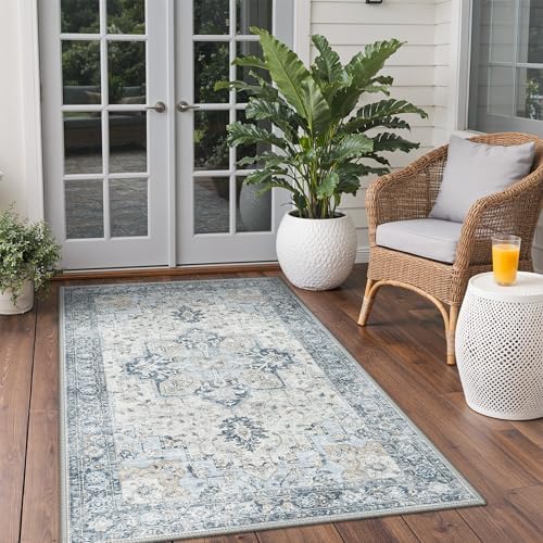 GENIMO Indoor Outdoor Rug, Washable for Patio and Deck, Light Blue, 3x5 - Image 3
