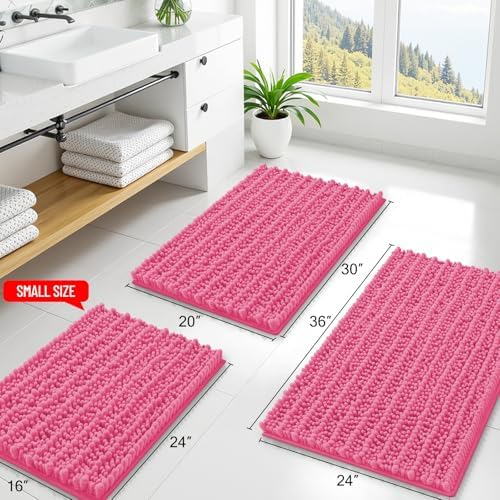 Smiry Bathroom Rugs 47X24, Extra Soft Rubber Backing Chenille Bath Mats - Image 2