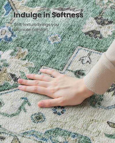 Amada 2'6"x8' Washable Runner Rug for Hallway, Dark/Green, Vintage Style - Image 5