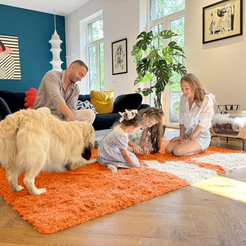 OLANLY 2x5 Machine Washable Runner Rugs for Hallway, Soft Fluffy Shaggy Bedside Rugs for Bedroom, Living Room, Indoor Floor Carpet for Kids Girls and Boys, Nursery Rooms, Home Decor Aesthetic, Orange - Image 7