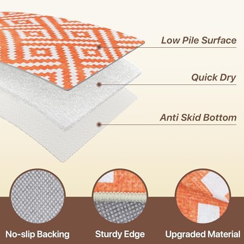 GENIMO Fall Decor Outdoor Rug 3'x5' for Porch, Plastic Door Mat Mid Orange - Image 6