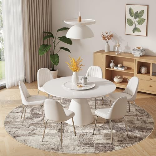 kakania Abstract 9x9 Round Rugs for Living Room: Circle Rugs 9FT Brown - Image 5