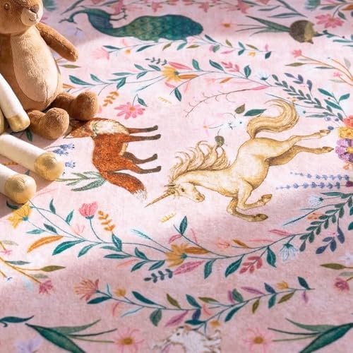 jinchan 5x7 Kids Playroom Rug Washable Girls Room Unicorn Rug Lavender Pink - Image 4