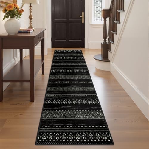 2x8 Washable Area Rugs for Living Room Boho Runner Rug Black/White - Image 6