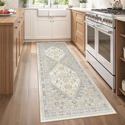 zesthome 2x6 Runner Rug Non Slip,Washable Hallway Runner Rug,Beige by Zesthome