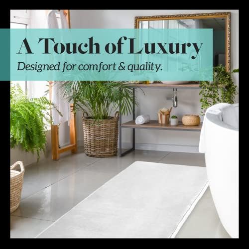 Memory Foam Bath Mat Non Slip Absorbent Super Cozy Velvet Bathroom Rug Carpet (24 inches X 48 inches, White) - Image 3
