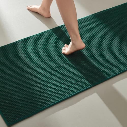 TYUU Bathroom Runner Rugs, Long Bath Mat Runner Washable Thin Quick Dry Low Pile Bathroom Runner Rugs Non Slip, Dark Green 24"x70" by TYUU