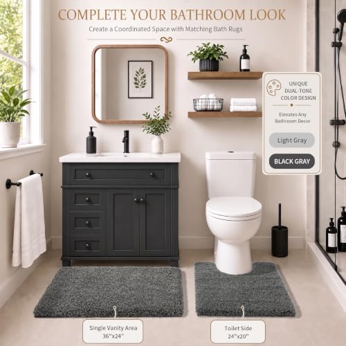 Yimobra Bathroom Rugs Non Slip 36x24, Soft Bath Mat, Light Gray&Black Gray - Image 6