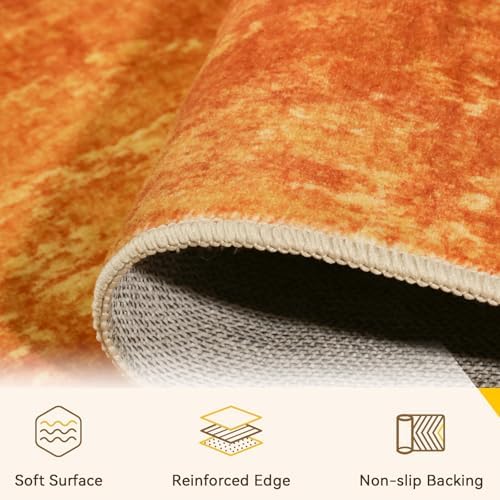 RELEANY Washable 9'x12' Abstract Area Rug for Living Room Orange - Image 5