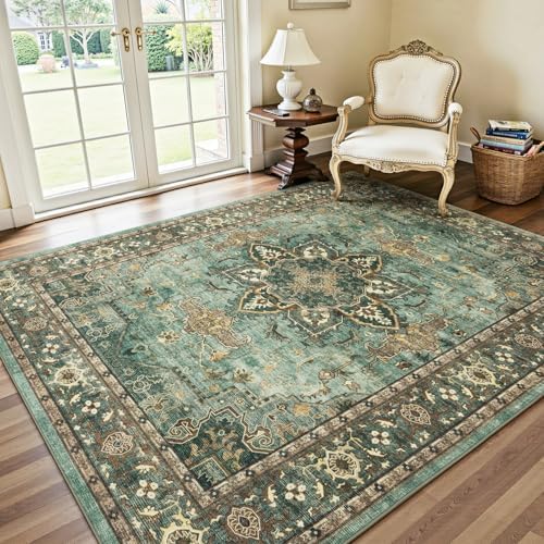 Lofus 6x9 Green Area Rugs for Bedroom Living Room, Vintage Boho Carpet - Image 4