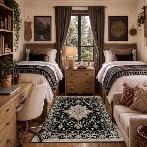 RELEANY Washable Area Rug, 3'x5', Black/Neutral - Image 2
