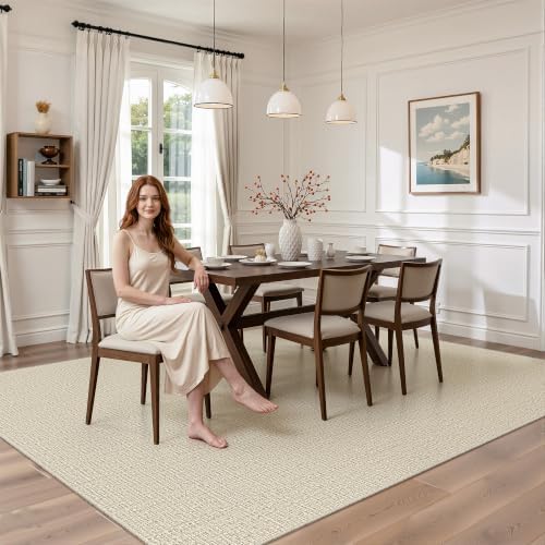 Valenrug 5x8 Area Rug, High-Low Pile Washable Rugs for Living Room, Beige - Image 5