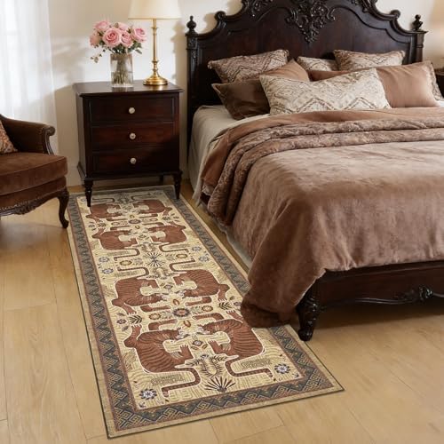 GarveeHome Tiger Print 2'x6' Washable Runner Rug Non Slip Boho Hallway Rug - Image 3