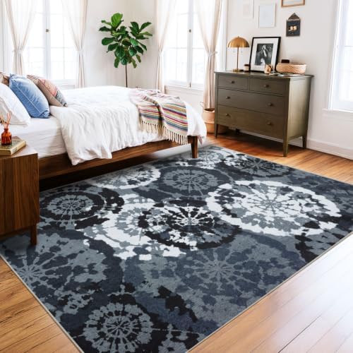 Boho 4x6 Area Rugs for Bedroom, Washable Non-Slip Low-Pile Print Rug - Image 3