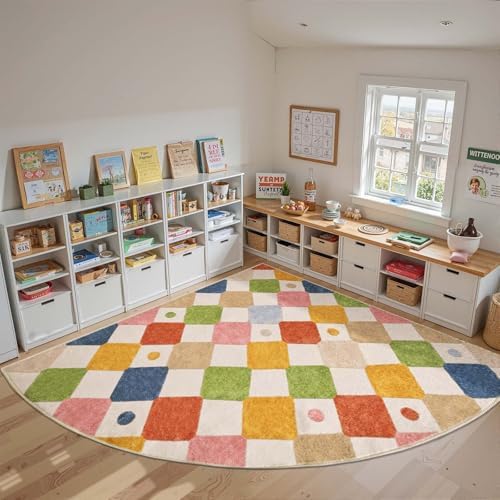 jinchan Corner Rug Washable Kids Rug Colorful Nursery Classroom Play Mat by JINCHAN