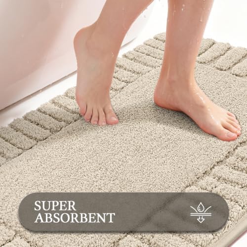 Pauwer Bathroom Rugs Sets 2 Piece, Non Slip Plush Bath Mats, Dark Grey - Image 4