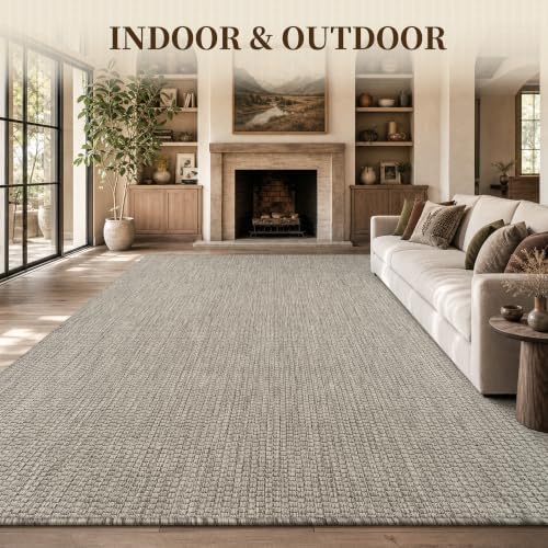 PADOOR-Outdoor Rug-Patio Rug 6x9 ft Polypropylene Indoor Outdoor Rugs Outdoor Carpet for Patio Deck Balcony Porch, Textured Weave, Durable for High Traffic, Fade-Resistant, Modern Neutral Grey - Image 3