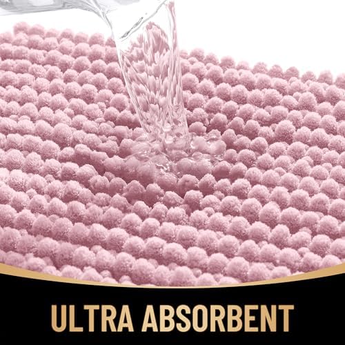 OLANLY Thick Chenille Small Bathroom Rugs Mats 24x16, Dusty Rose - Image 3