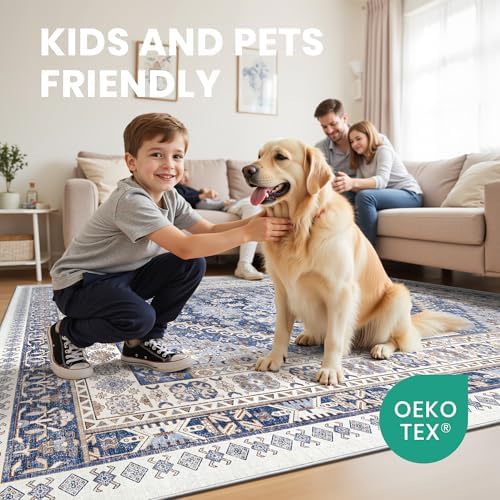 zesthome 10x14 Area Rugs for Living Room,Large Washable Rug,Blue - Image 7