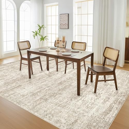 DMOYEST Area Rug Living Room Rugs - 6x9 Abstract Large Soft Indoor Washable Rug Neutral Modern Low Pile Carpet for Bedroom Dining Room Farmhouse Home Office - Vintage Beige - Image 6