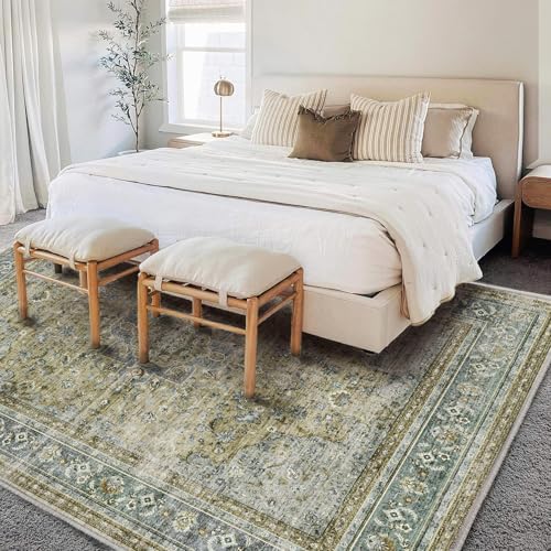 CHAMPLANT Washable Area Rug 10'x14' Boho Design Non-Shedding Easy Care Ideal for High Traffic Areas in Living Room Bedroom Office Coffee Table Kitchen Large Carpet - Image 2
