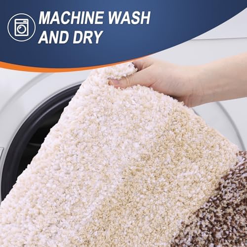 OLANLY Microfiber Bathroom Rugs Sets 3 Piece, Absorbent Bath Mats, Brown - Image 6