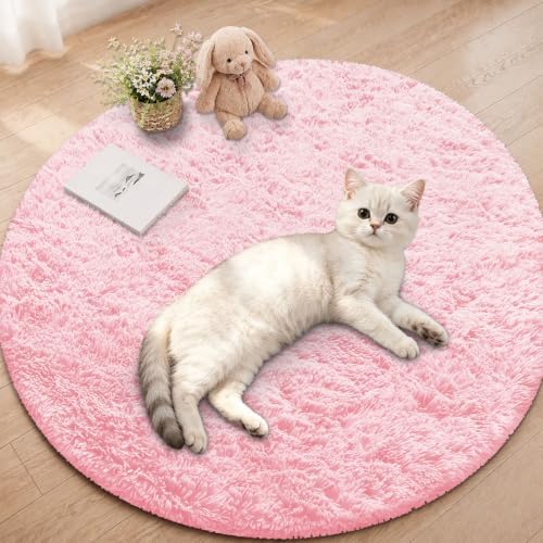 Smiry Round Area Rugs for Living Room Bedroom 2x2 ft, Fluffy Carpet by Smiry