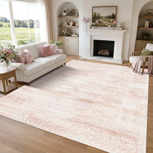 Large Area Rugs 9x12 for Living Room Washable Cute Pink Rugs - Image 3