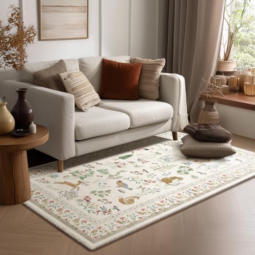 3x5 Washable Area Rugs for Entryway: Small Throw Rugs Stain Resistant Non Slip Low Pile Soft Faux Wool Lightweight Entry Rug for Bedroom Kitchen Living Room Laundry Bathroom Room Front Door Indoor by palohom